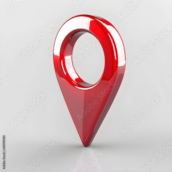 Fototapeta Red map pointer isolated on a light background, red location icon, position marker, navigation 