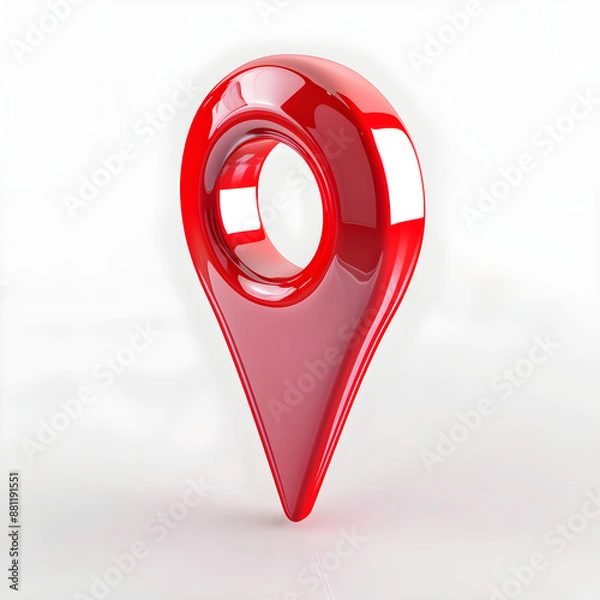 Obraz Red map pointer isolated on a light background, red location icon, position marker, navigation 