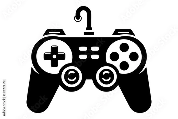 Obraz black silhouette style joystick logo vector illustration art with white background - Generative AI

