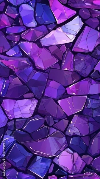 Fototapeta A close-up shot of a pile of purple and blue crystals, with a smooth, glossy texture