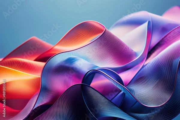 Obraz Abstrato digital com formas fluidas e cores vibrantes criado com IA generativa, textura detalhada em tons quentes e frios