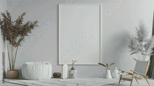 Fototapeta 3D Render: Frame Mockup in Rustic Boho Nomadic Setting
