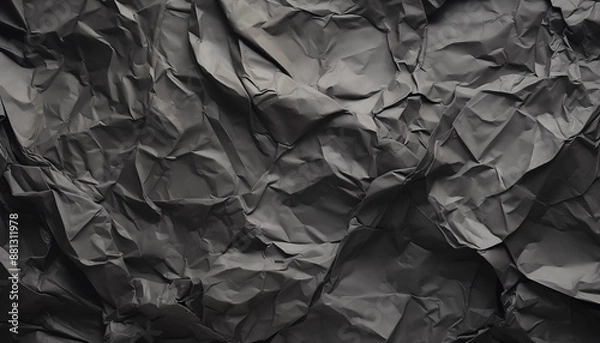 Fototapeta crumpled dark gray black paper texture