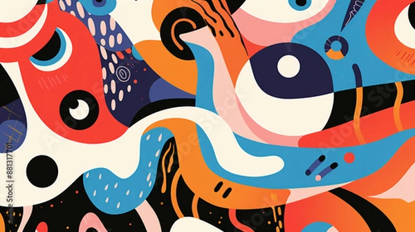 Fototapeta Abstract Colorful Shapes with  Swirling Patterns