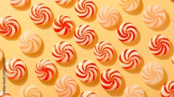 Fototapeta Candy Pattern on a Yellow Background.