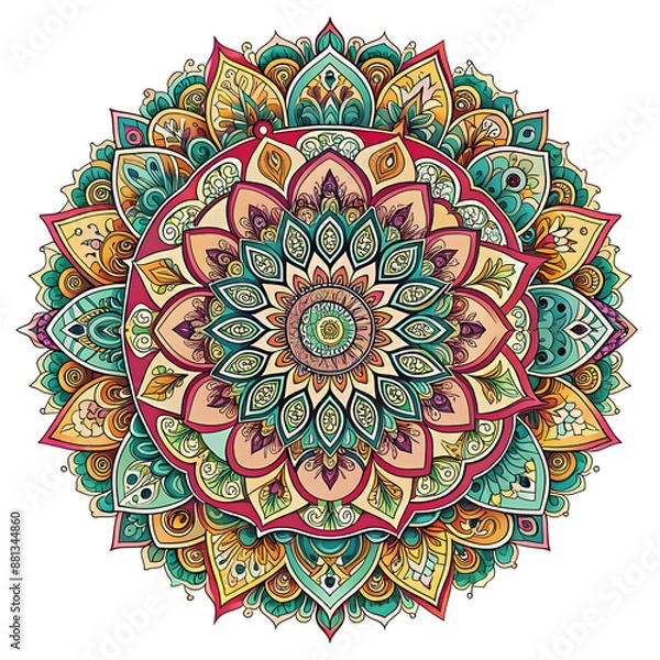 Obraz Beautiful colorful mandala design pattern background picture Ai generated.