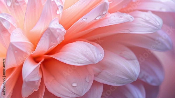Fototapeta Macro Shot of Dew Kissed Soft Pink Petals in Bloom