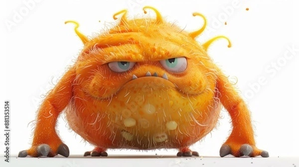 Obraz Cute expressive 3D cartoon monster with big eyes