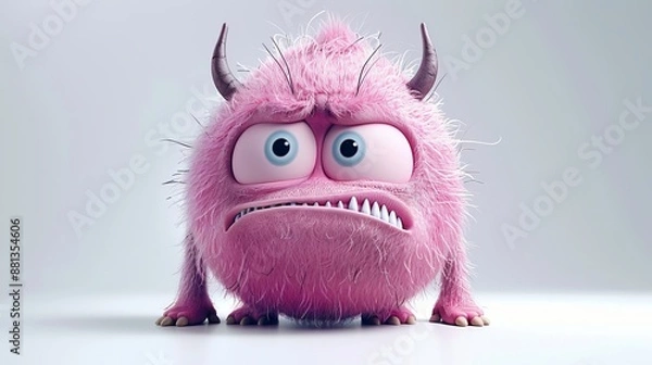 Obraz Cute expressive 3D cartoon monster with big eyes
