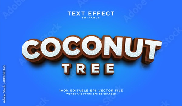 Fototapeta Coconut tree text effect editable logo design