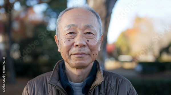 Fototapeta 顔にシミのある中年アジア人男性