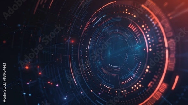 Fototapeta Abstract Digital Interface with Red and Blue Lights