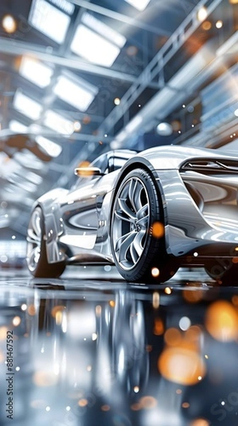 Obraz Automotive Design Studio: Engineers Refining Digital Parking Brake for New Model