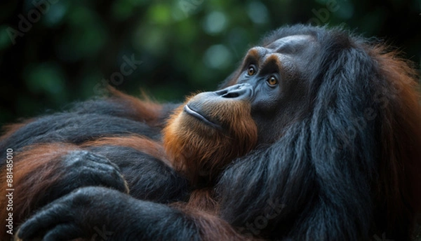 Fototapeta Closeup shot of an orangutang - Generative AI