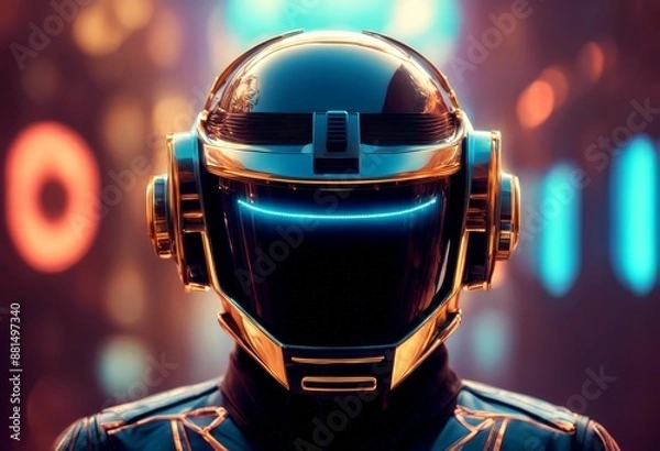 Fototapeta reality group augmented cyberspace lmet cyber daft music inspired futuristic punk illustration helmet man character concept technology design