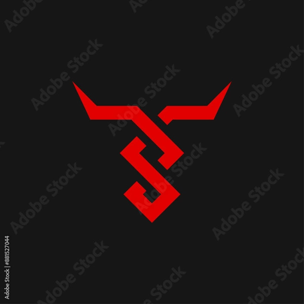 Fototapeta Abstract inpsiration Bull head logo design. Simple monogram horn logo.