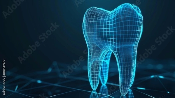 Obraz 3D Illustration of a Tooth from Digital Polygon