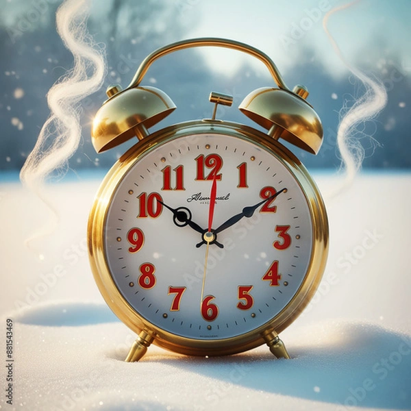 Obraz A rad alarm clock on a pristine white background ai photo