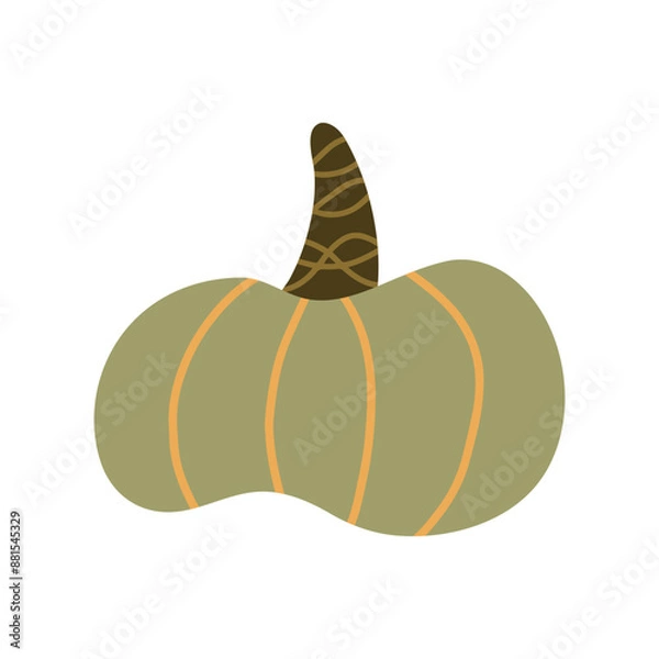 Fototapeta Vector isolated element. Pumpkin. Autumn time. Harvesting. Halloween. Color image on a white background. The print is used for packaging design.