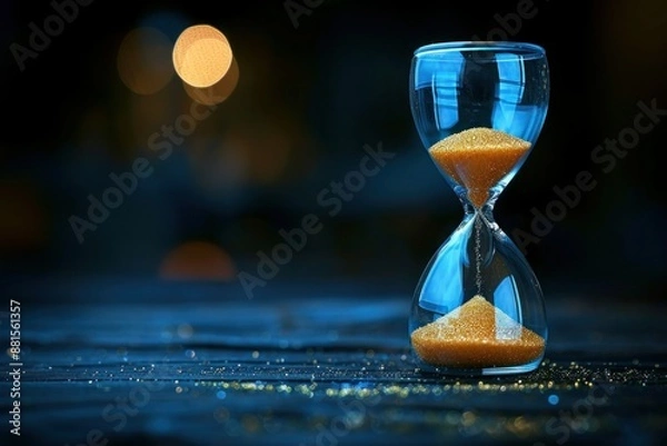 Obraz Eternal March of Time: Hourglass as a Symbol of Passing Seconds and Minutes