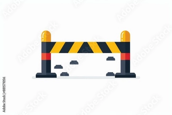 Fototapeta Minimalist icon of a traffic barrier on a white isolated background