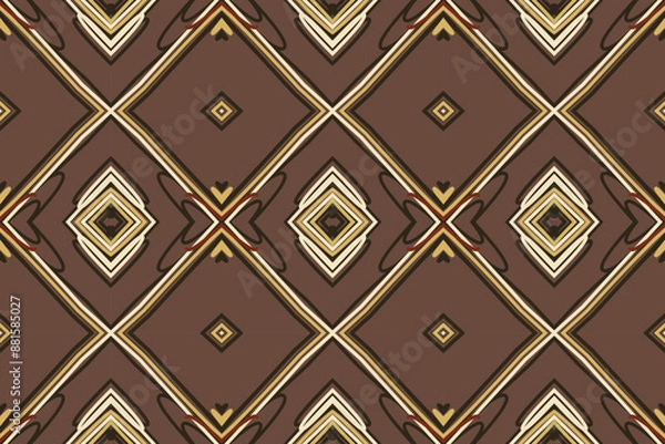 Fototapeta Ethnic Ikat Pattern. Vintage Bohemian Ornament. Seamless Ikat Motifs Concept. Endless Watercolor Batik. Illustration about boho, artistic, chevron,