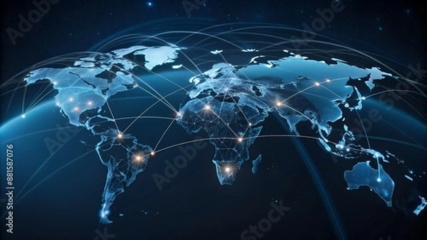 Fototapeta world map and globe connection.