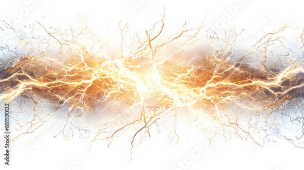 Fototapeta Electricity spark, light, and smog background.