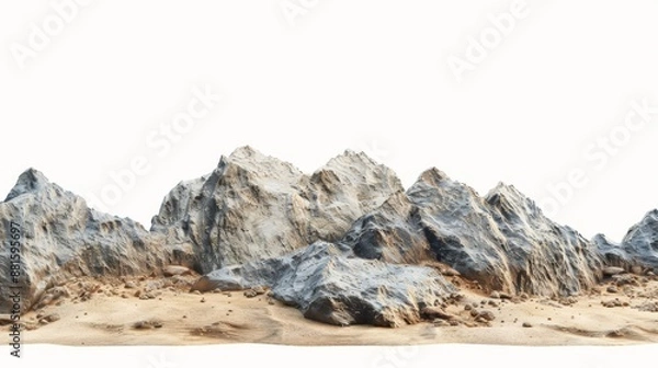 Fototapeta Panoramic rock hills isolated background Generative AI