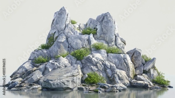 Fototapeta Panoramic rock hills isolated background Generative AI