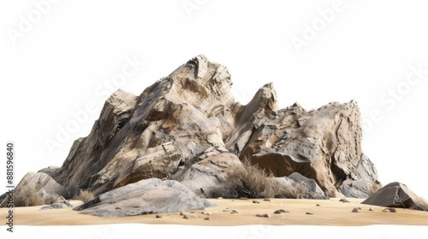 Fototapeta Panoramic rock hills isolated background Generative AI