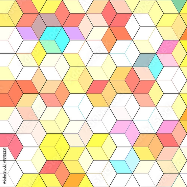 Fototapeta Abstract background with colorful hex polygons