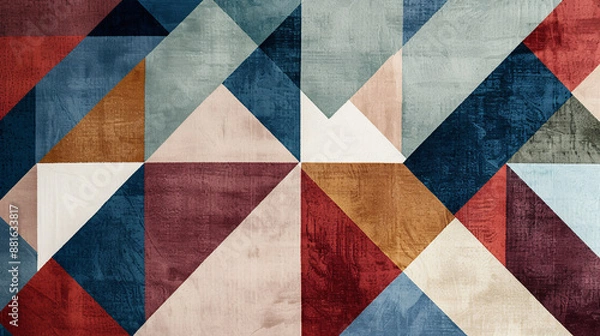 Fototapeta A sophisticated geometric design with dynamic diamond shapes in muted colors and metallic accents