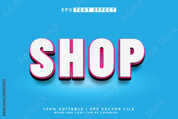 Fototapeta Shop text effect, editable 3d style text