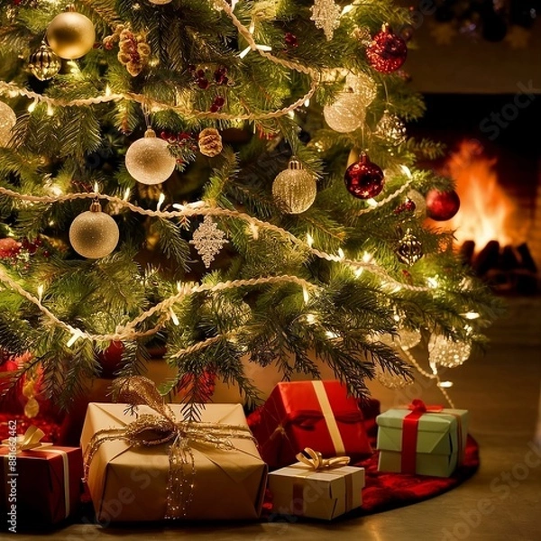 Obraz christmas tree with presents