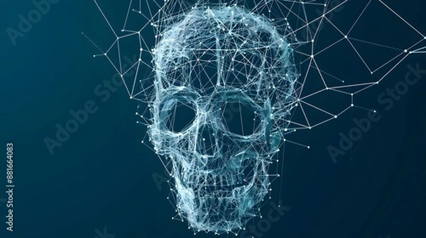 Obraz low poly skull tech 