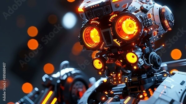 Fototapeta Futuristic Robot with Glowing Lights