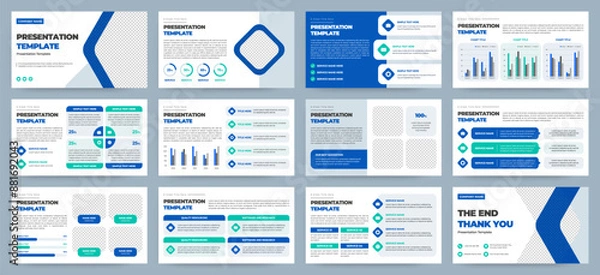 Fototapeta Modern presentation slide templates. Infographic elements template set for web, print, annual report brochure, business flyer leaflet marketing and advertising template. Vector Illustration.