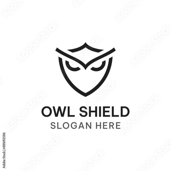 Obraz Owl shield logo template in simple style. Creative owl security vector illustration