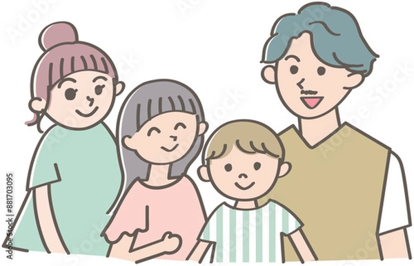 Fototapeta 若い夫婦と男女の子どもの家族