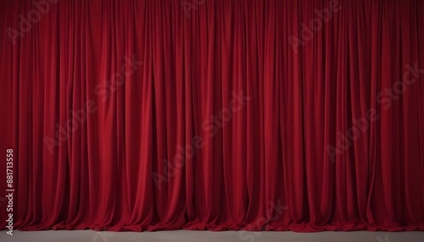 Fototapeta Intense scarlet red curtain or fabric as a backdrop