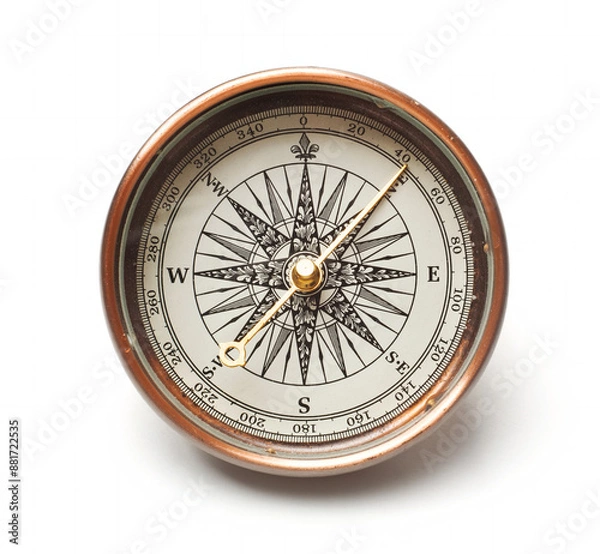 Obraz old compass on white background