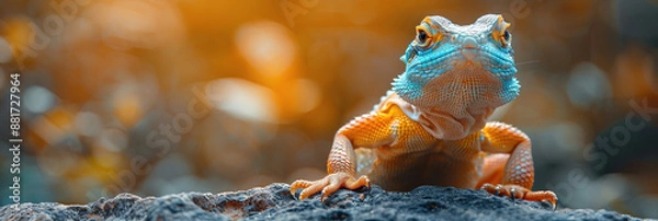 Fototapeta a Golden Lizard, unfocused background