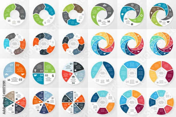 Obraz Infografiki wektor koło strzałki pakiet. Szablon do cyklu