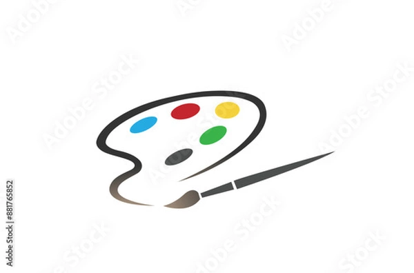 Fototapeta Art palette with paints brush stylized logo lines vector icon symbol