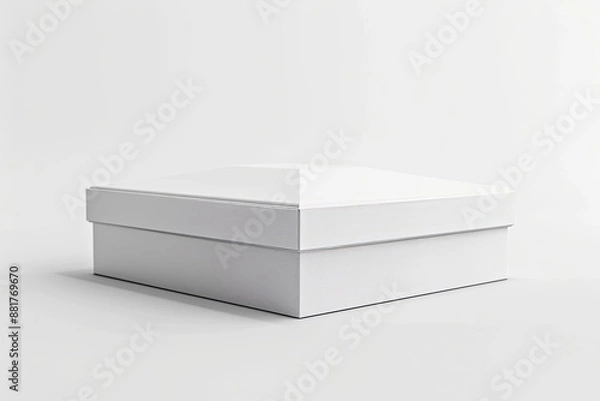 Fototapeta Blank White Box Mockup on Isolated White Background created with Generative AI