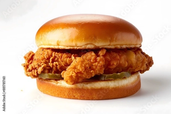 Obraz A chicken sandwich isolated on a white background