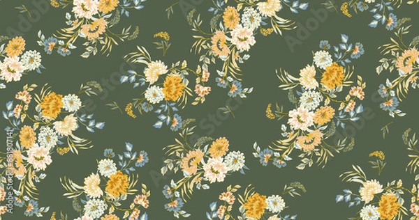 Fototapeta Seamless retro floral pattern.summer colors