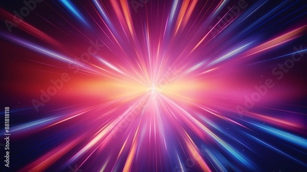 Fototapeta Flash star rays abstract background design. Explosive light speed rays effect poster. Flash of bright light concept wallpaper. Digital illustration art. AI artwork. 