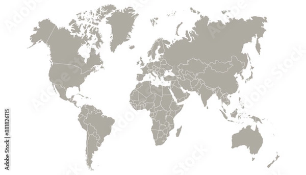 Obraz World map. Grey modern vector map. Silhouette map.